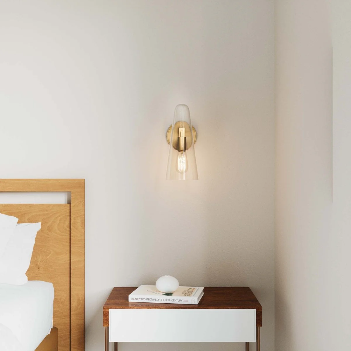 1-Light Glass Cone Wall Sconce – Glass Cone Wall Light Fixture with Metal Accents - Image 13