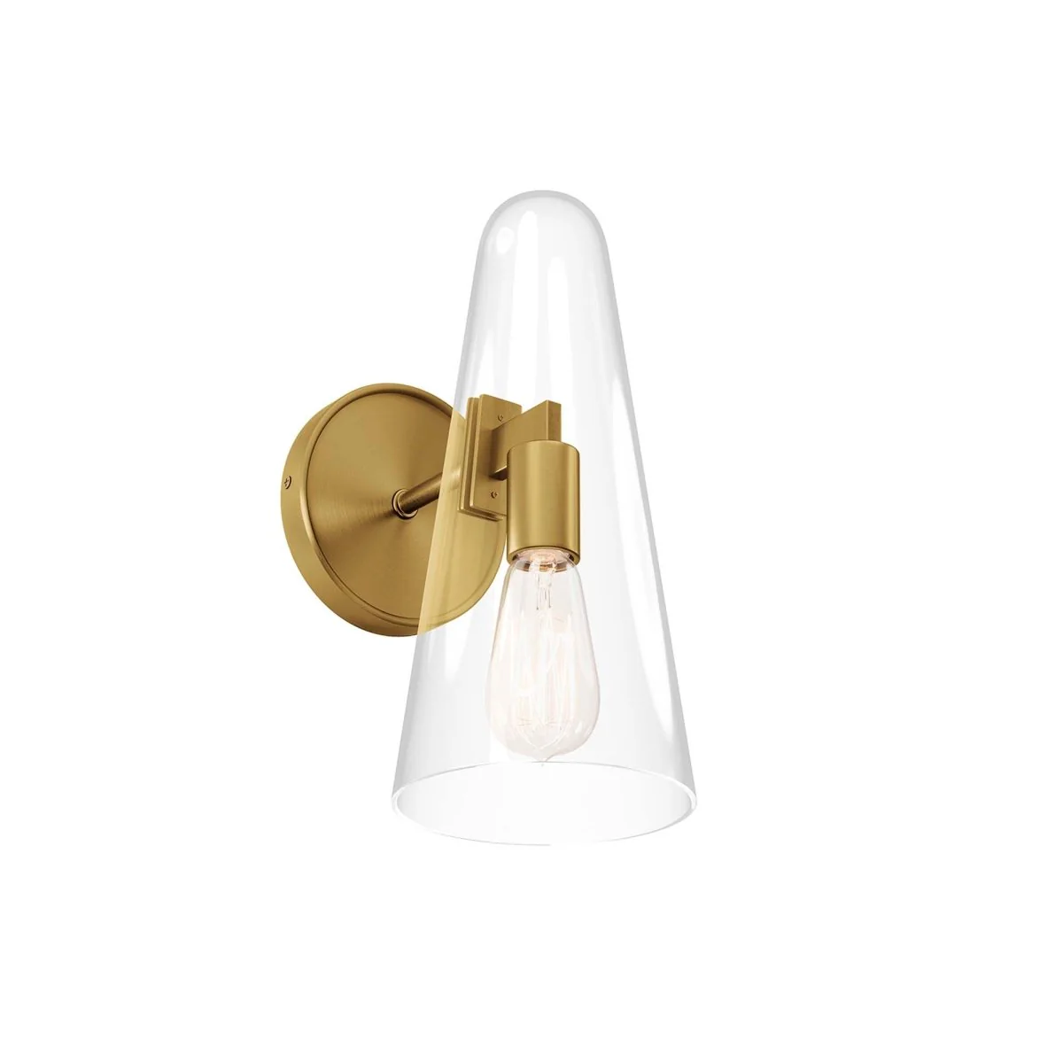 1-Light Glass Cone Wall Sconce – Glass Cone Wall Light Fixture with Metal Accents - Image 14