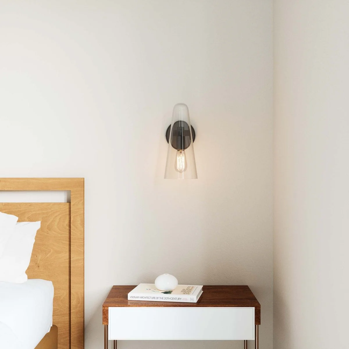 1-Light Glass Cone Wall Sconce – Glass Cone Wall Light Fixture with Metal Accents - Image 22