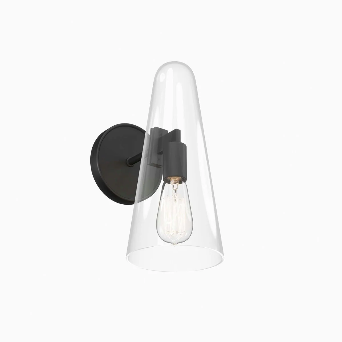 1-Light Glass Cone Wall Sconce – Glass Cone Wall Light Fixture with Metal Accents - Image 23