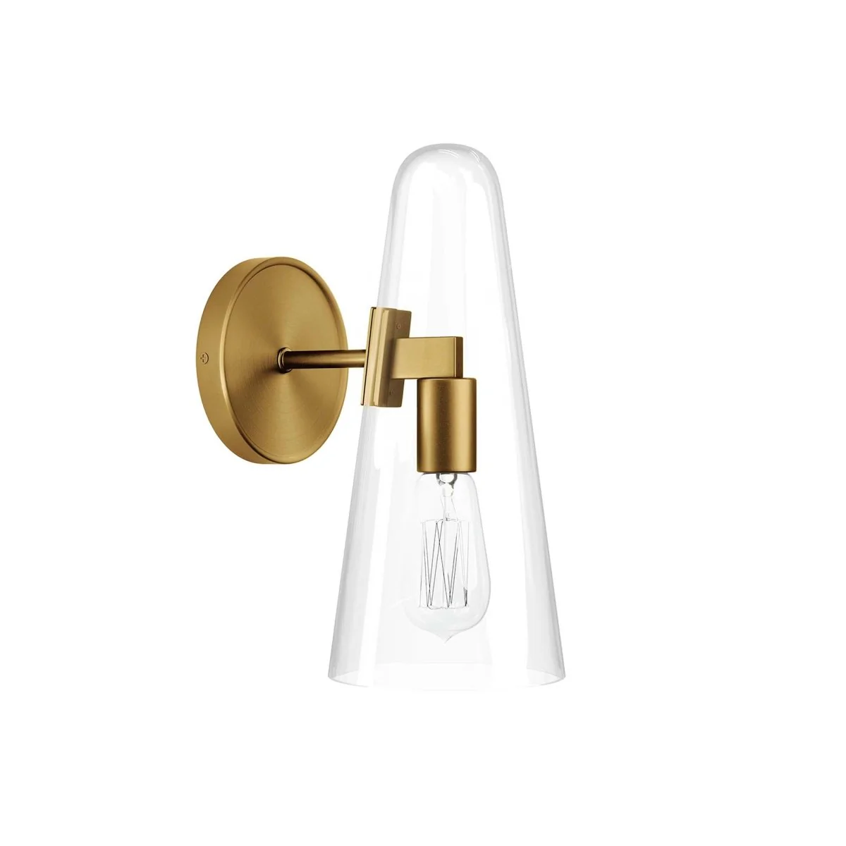 1-Light Glass Cone Wall Sconce – Glass Cone Wall Light Fixture with Metal Accents - Image 9