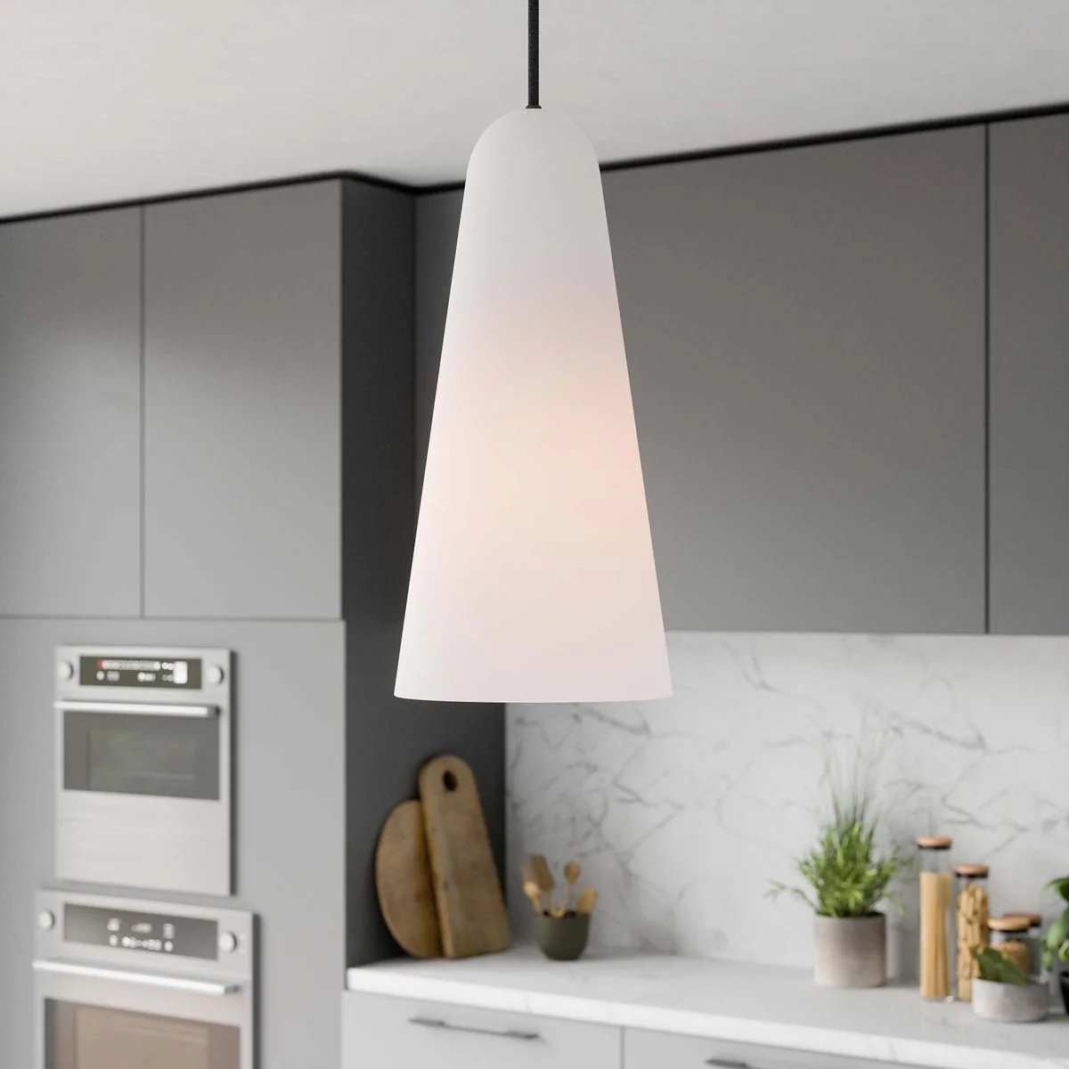 1-Light Modern Glass Cone Pendant Light – Single-Socket Ceiling Pendant Fixture - Image 5