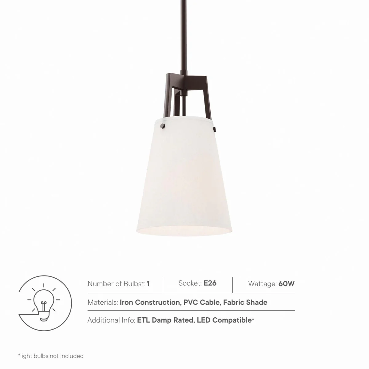 1-Light Modern Pendant Light Ceiling Hanging Fixture for Living Room and Dining - Image 11