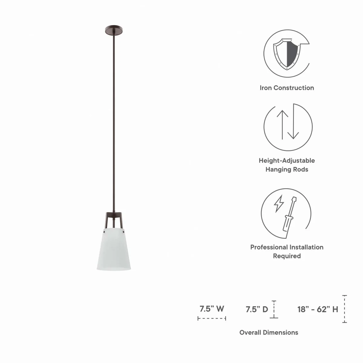 1-Light Modern Pendant Light Ceiling Hanging Fixture for Living Room and Dining - Image 12