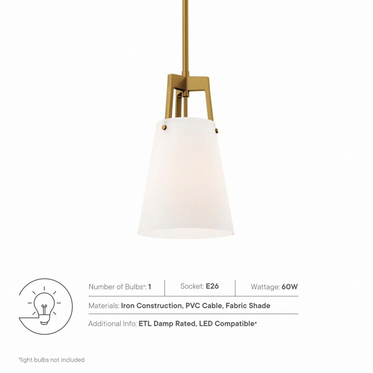 1-Light Modern Pendant Light Ceiling Hanging Fixture for Living Room and Dining - Image 3
