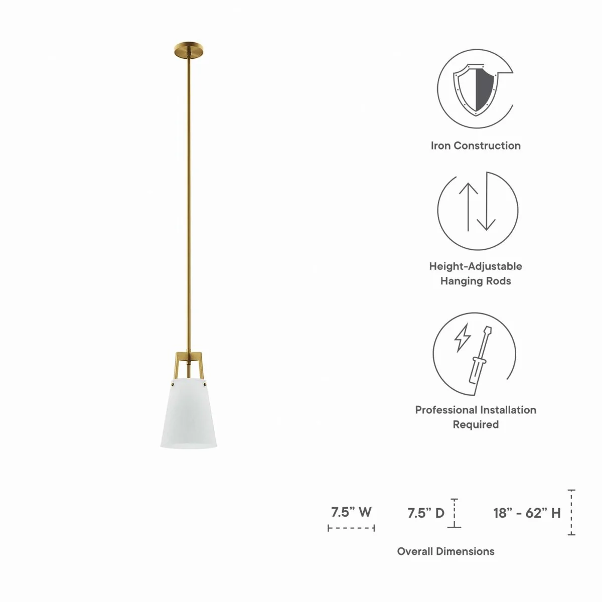 1-Light Modern Pendant Light Ceiling Hanging Fixture for Living Room and Dining - Image 4
