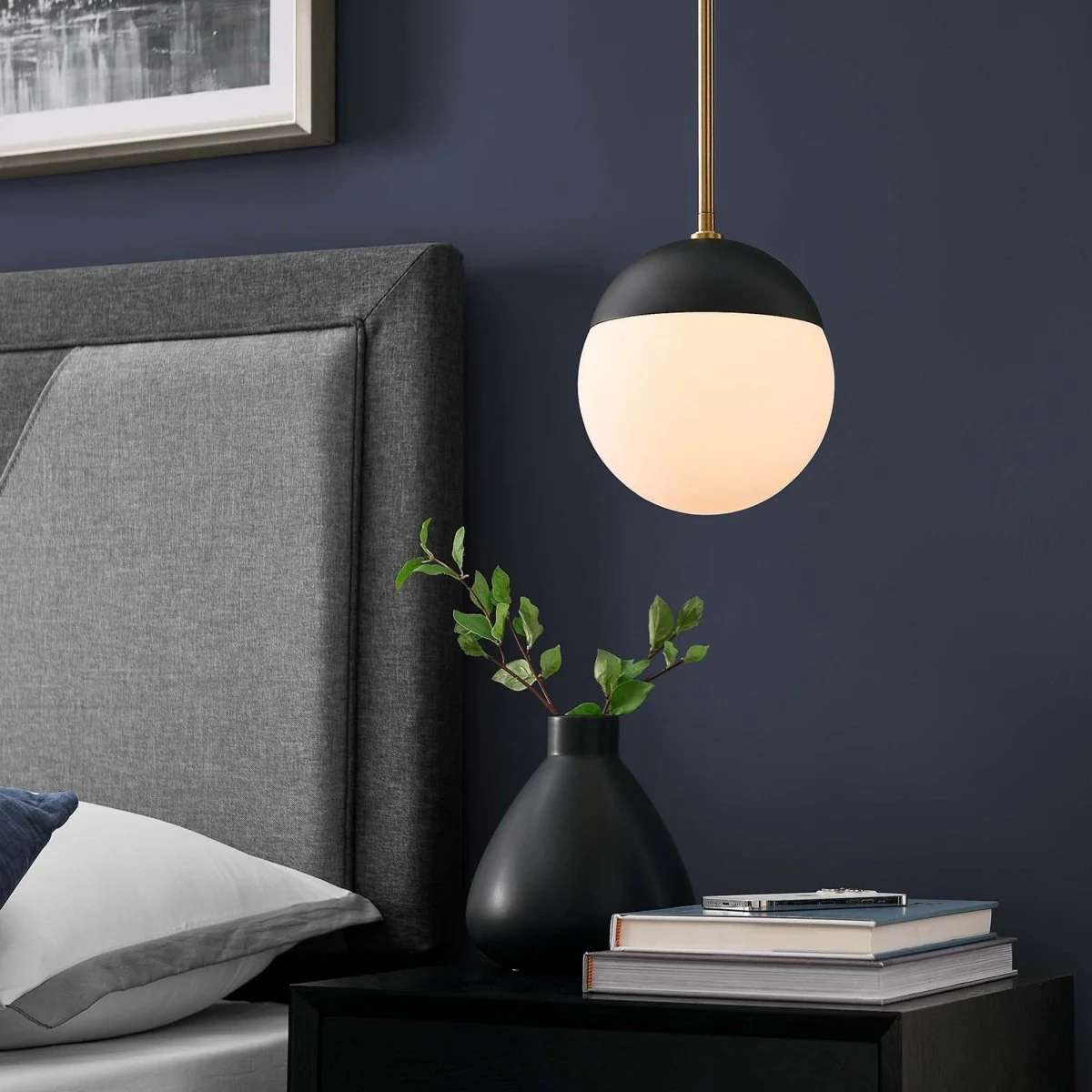 1-Light Opal Glass Pendant Lamp — Modern Minimalist Ceiling Light Fixture - Image 2