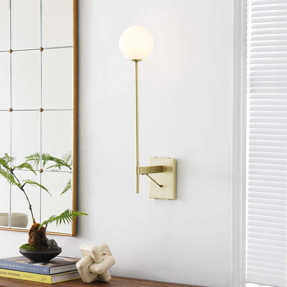 1-Light Opal White Globe Wall Sconce – Modern Minimalist Vanity Lighting Fixture - Image 10