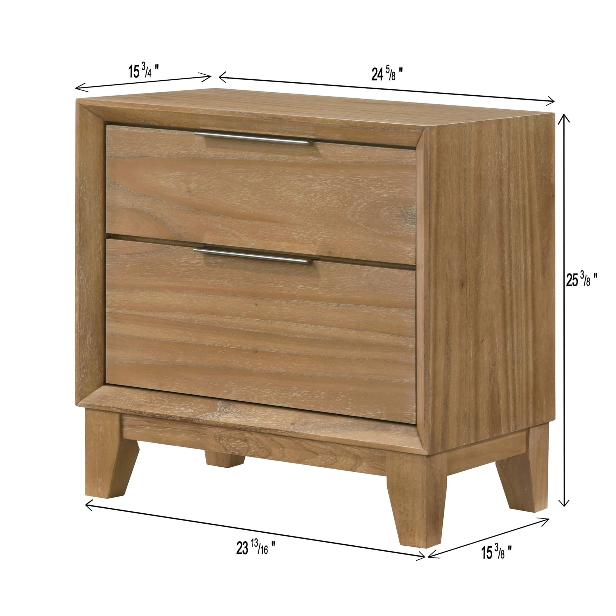 1 Piece 2 Drawer Nightstand - Natural Wood - Image 4