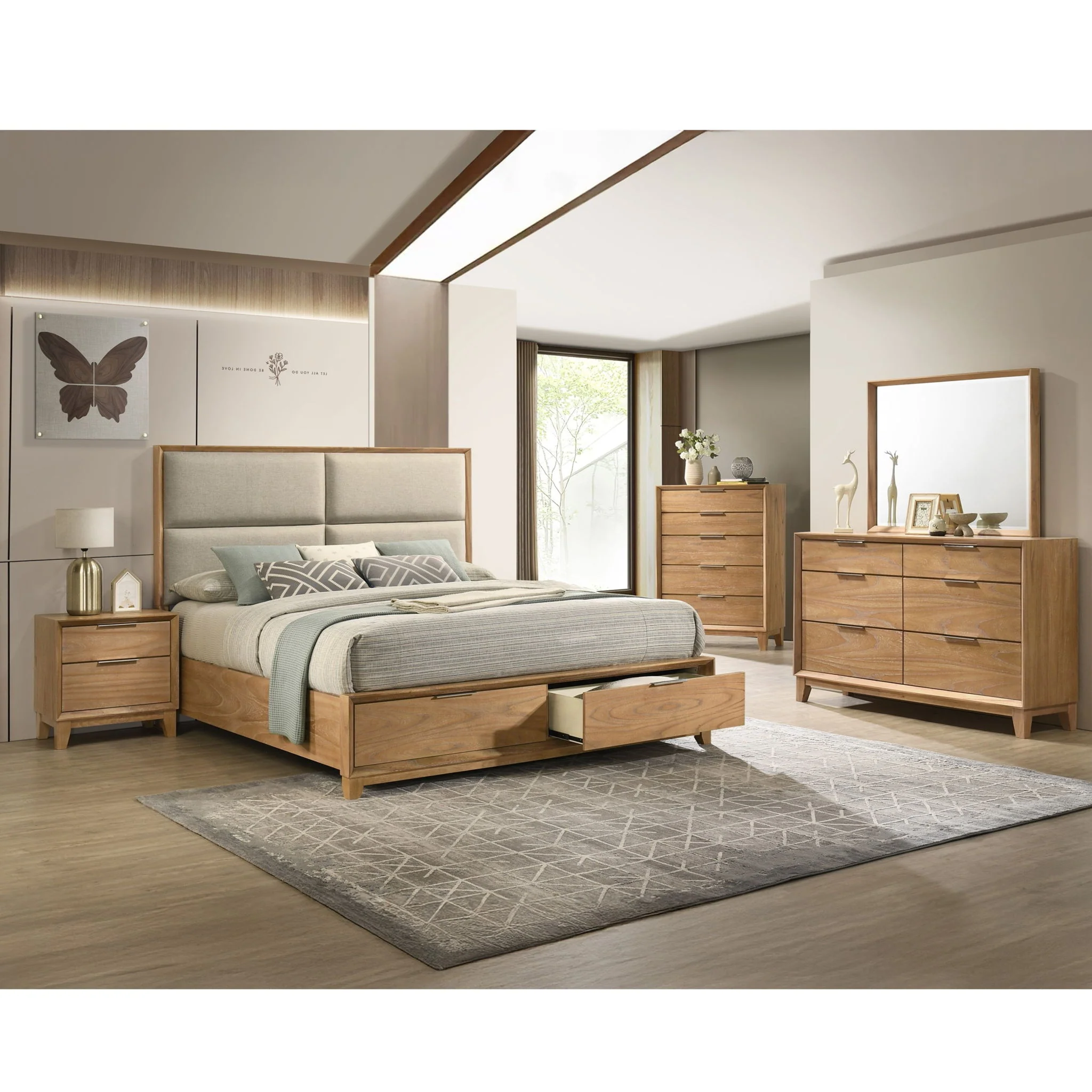 1 Piece 2 Drawer Nightstand - Natural Wood - Image 5