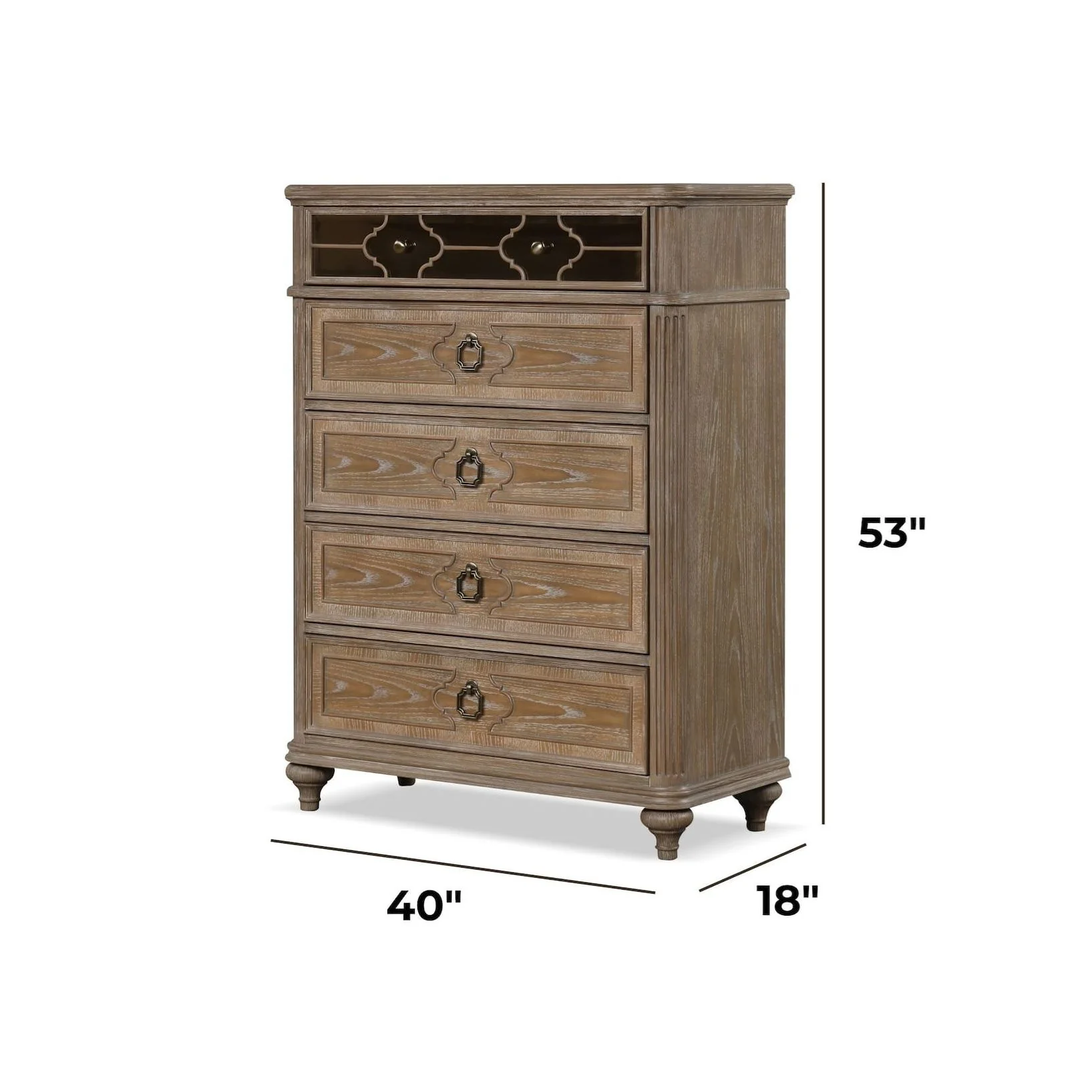 1 Piece Chest, Back Dovetail Drawers, Bedroom Furniture - Oak / Rustic - Image 6