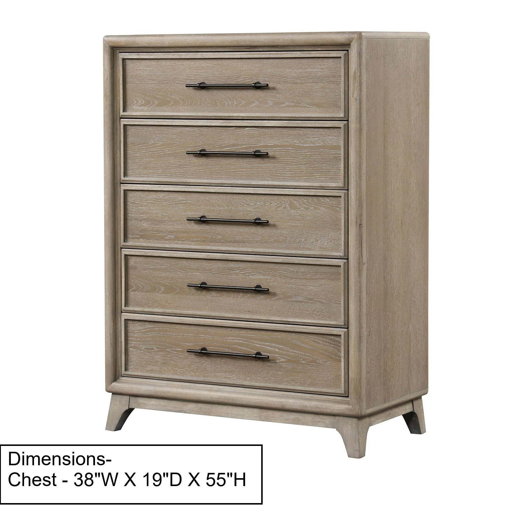 1 Piece Chest With Handles, Angled Legs, Ball Bearing Glides - Oak - Image 2