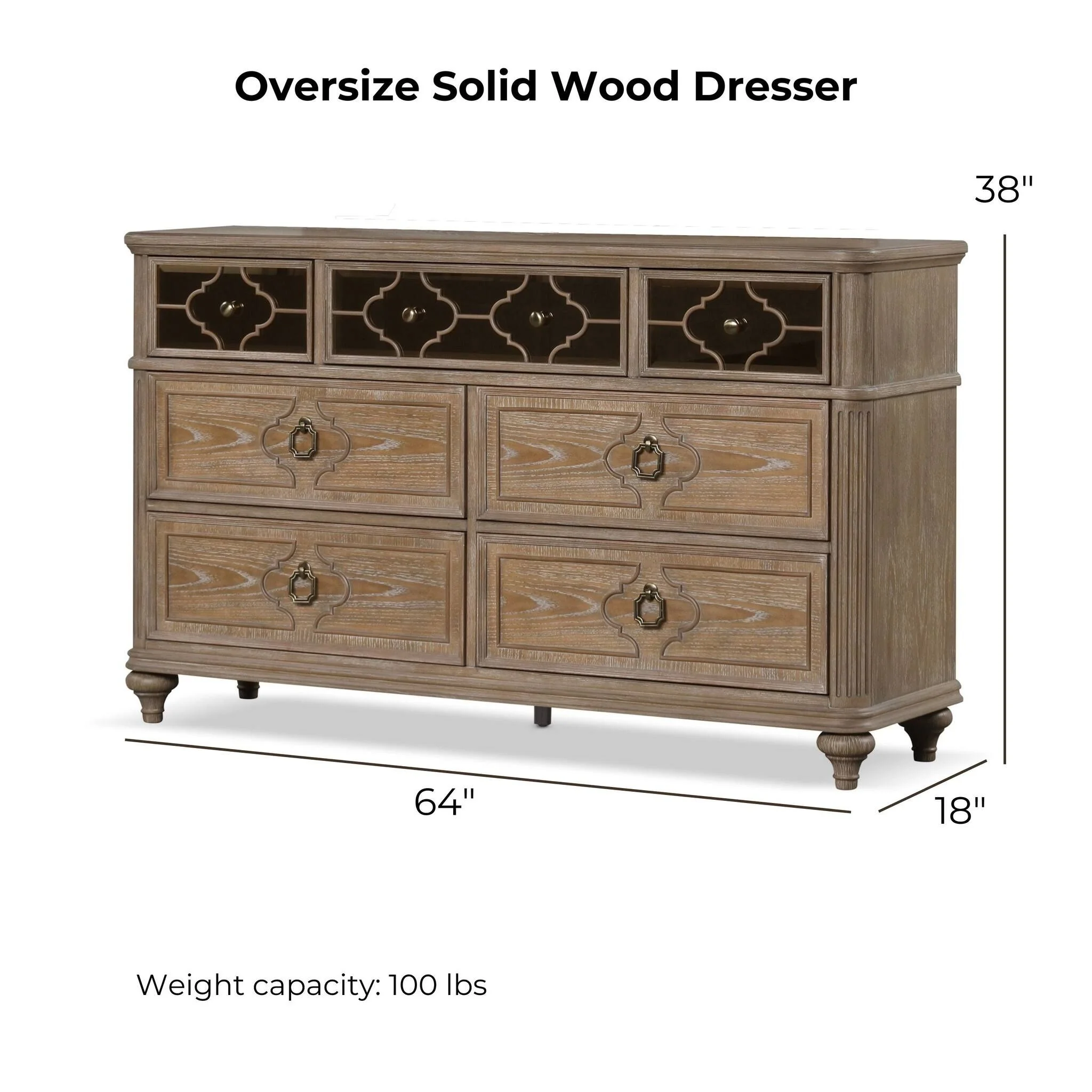 1 Piece Dresser, Dovetail Drawers, Bedroom Furniture - Oak / Rustic - Image 3