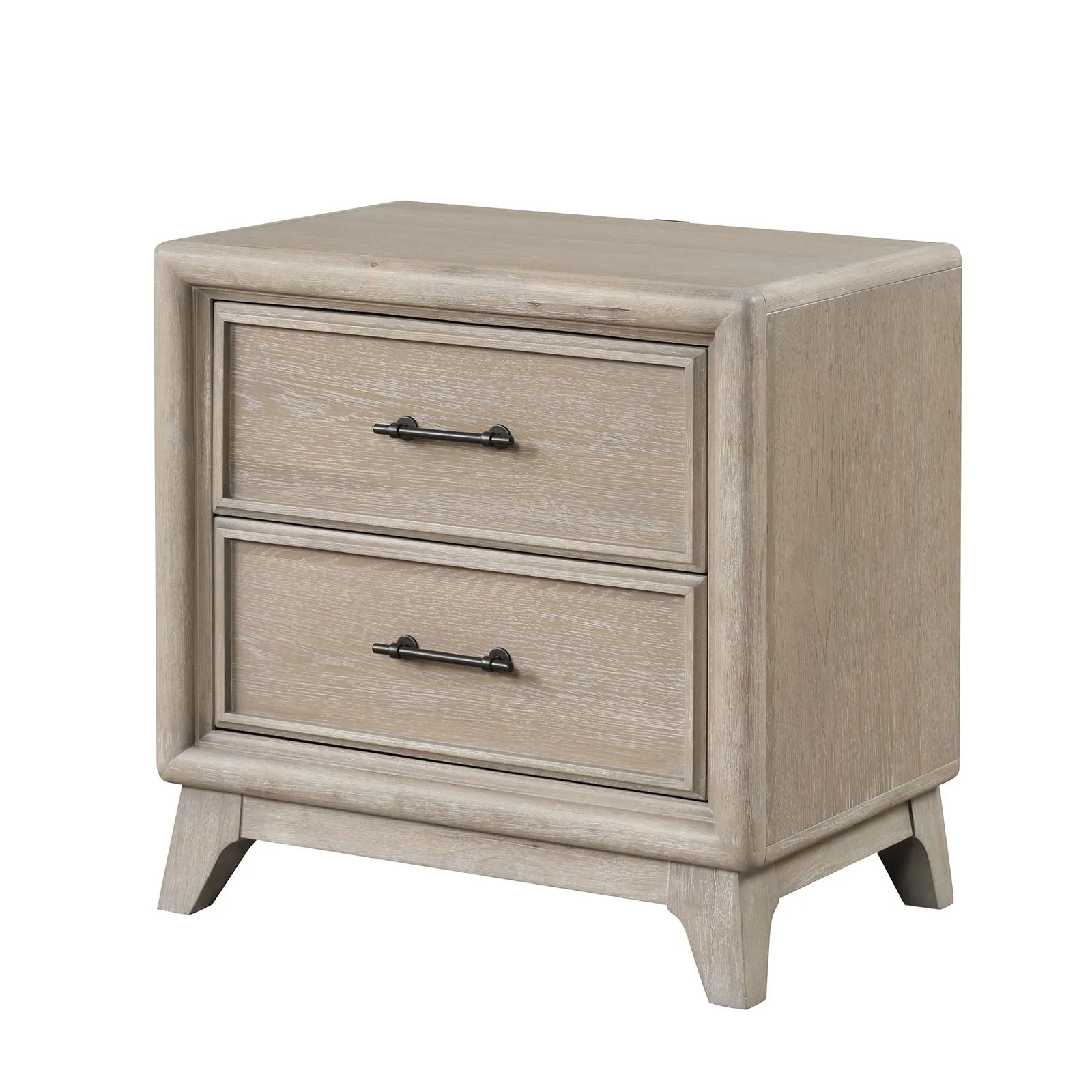 1 Piece Nightstand With Angled Feet, Dovetail Drawers, Bedroom Furniture - Oak - Image 5