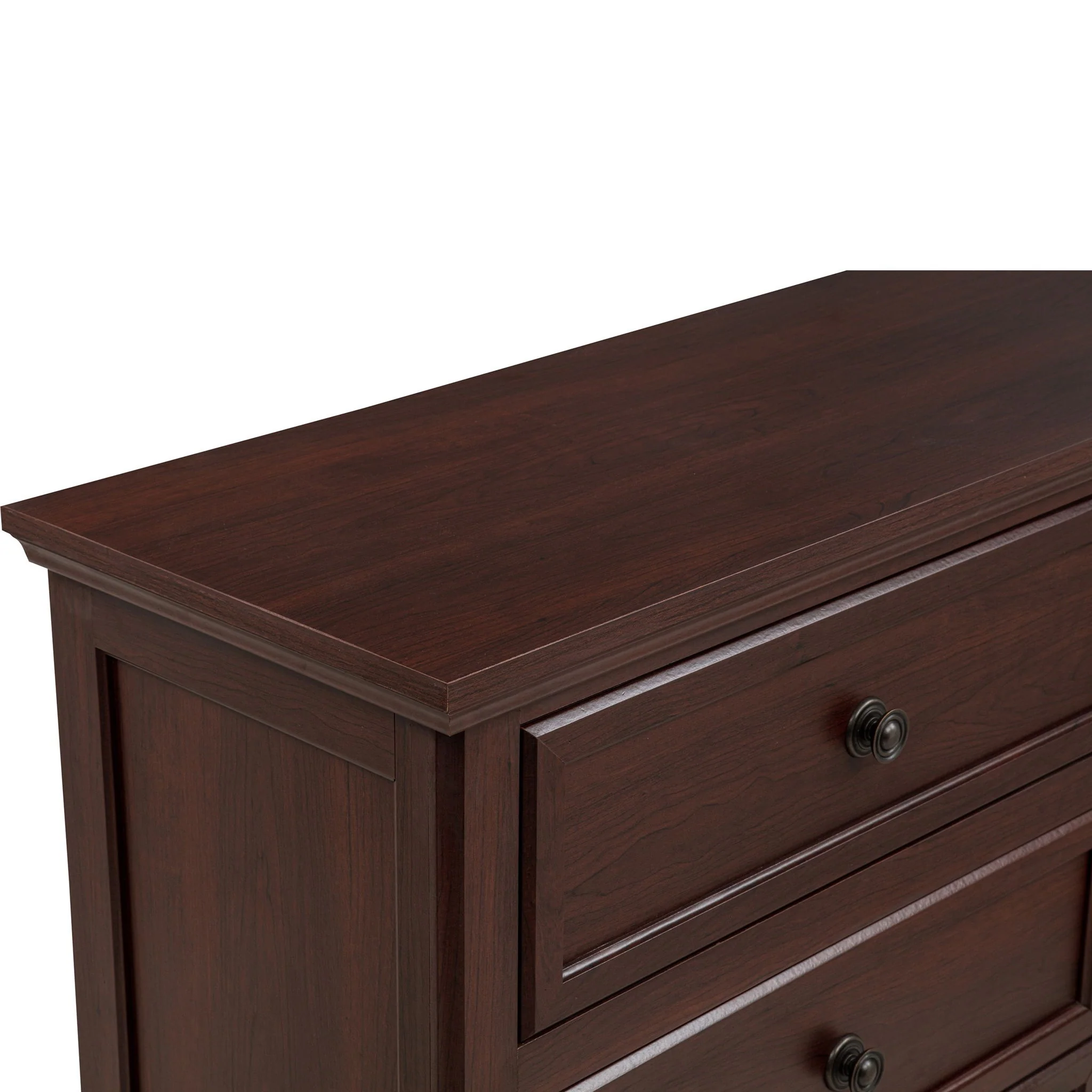 1 Piece Tall Chest, 5 Drawer Storage Bedroom Furniture - Brown / Cherry - Image 3