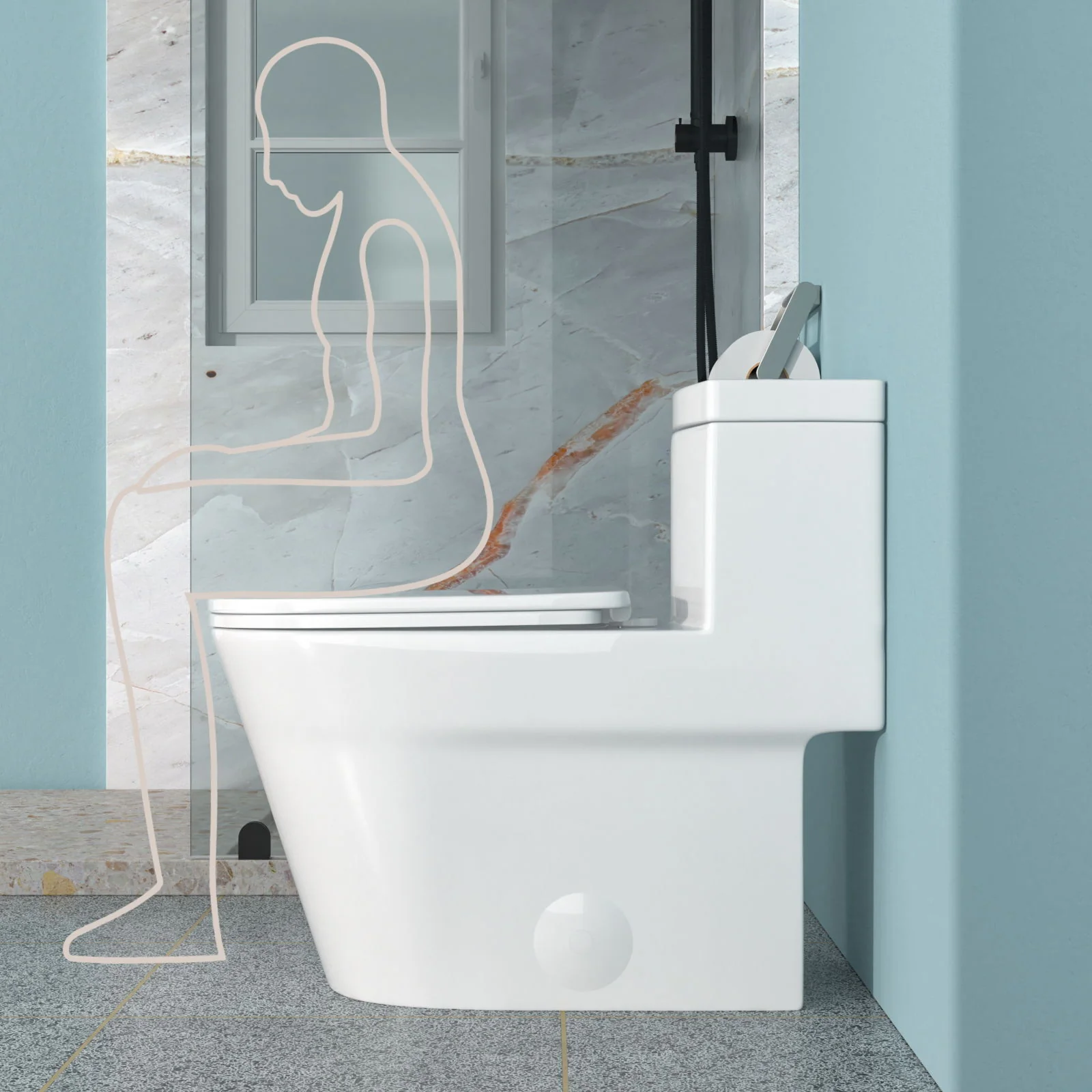 1 Piece Toilet For Bathroom, Dual Flush 1.24 / 1.43 Gpf, Soft Closing Seat - White - Image 2