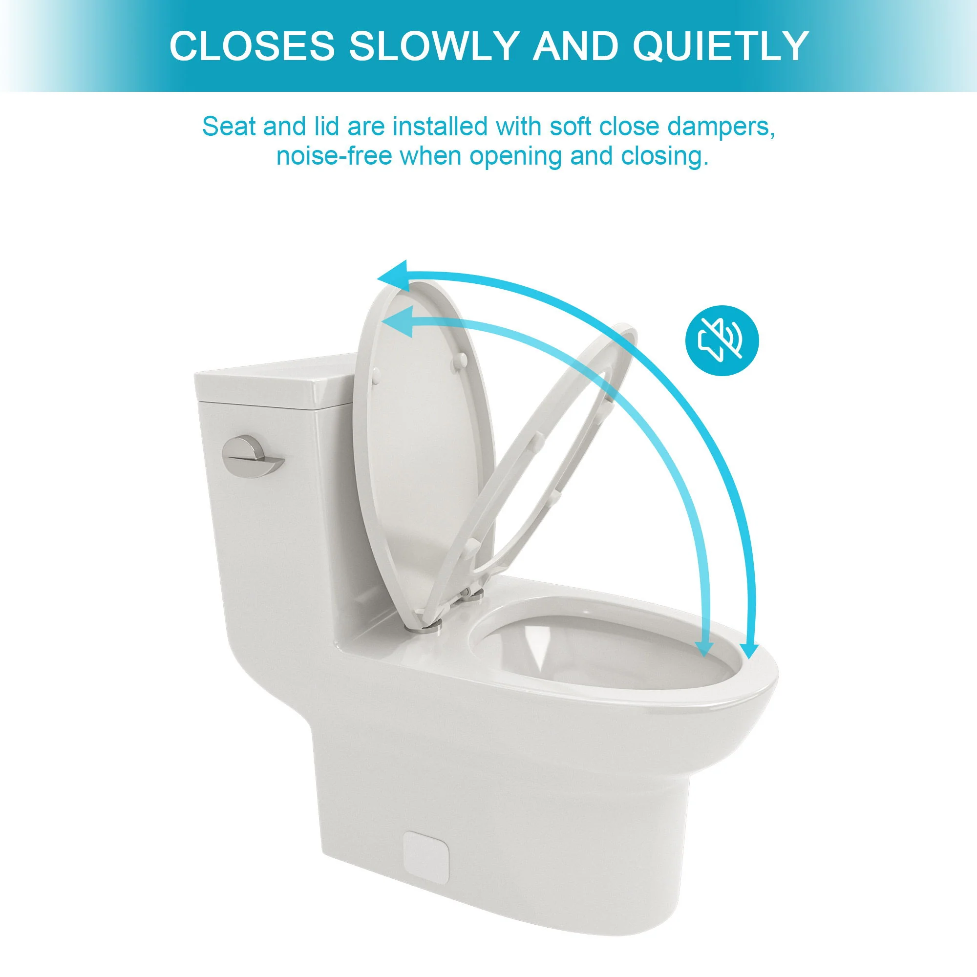 1 Piece Toilet & Soft Closing Seat - White - Image 3
