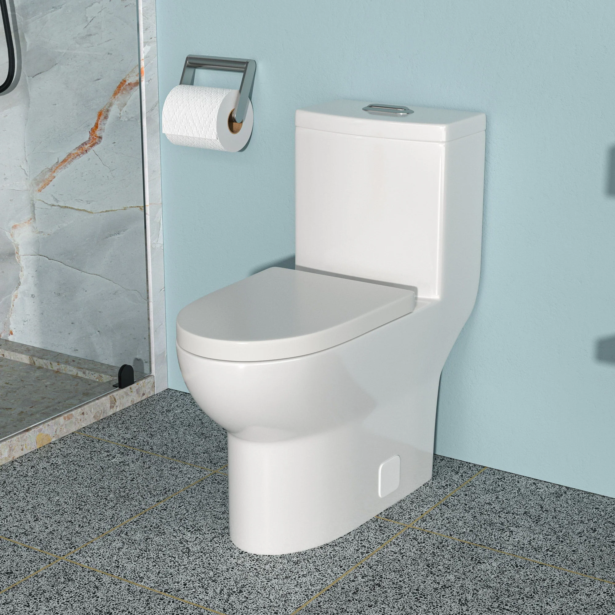 1 Piece Toilet With Dual Flush, Soft Closing Seat - White - Image 6
