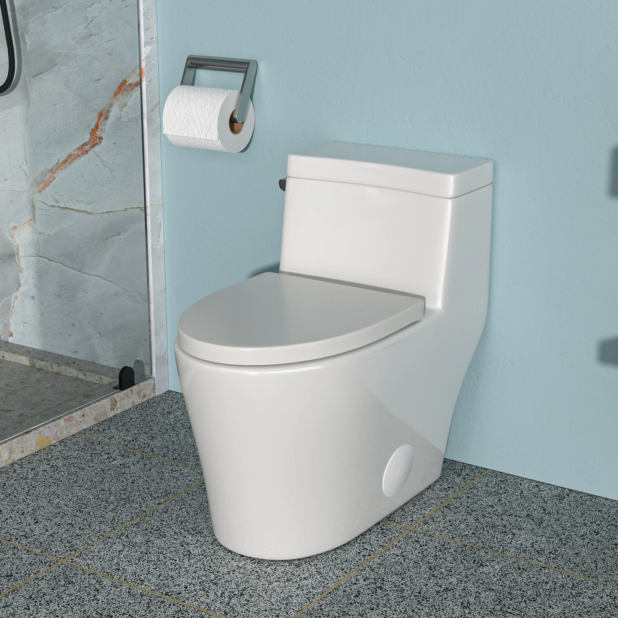 1 Piece Toilet With Soft Closing Seat - White - Image 2