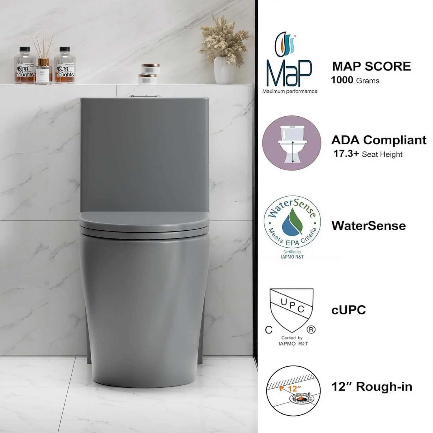 1 Piece Toilet With Tornado Flush, Dual Flush, And ADA Height Comfort Chair - Image 21
