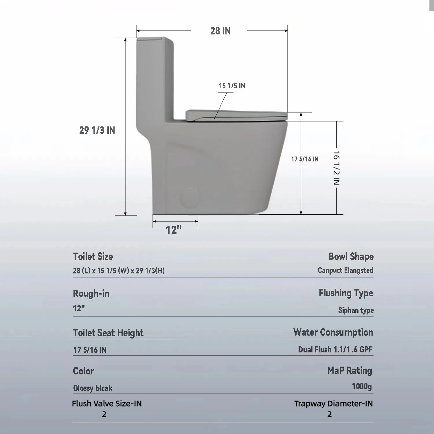 1 Piece Toilet With Tornado Flush, Dual Flush, And ADA Height Comfort Chair - Image 25
