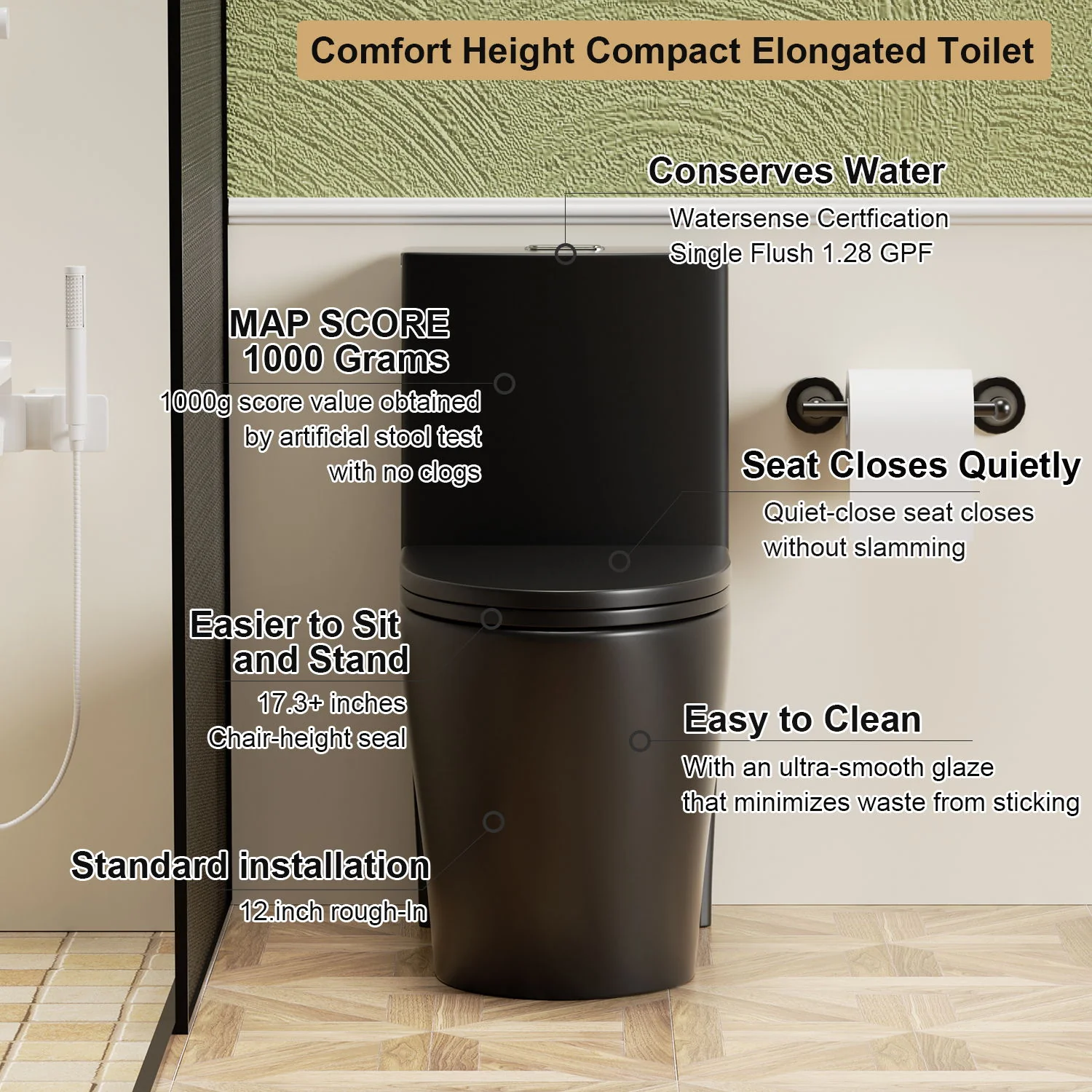 1 Piece Toilet With Tornado Flush, Dual Flush, And ADA Height Comfort Chair - Image 4