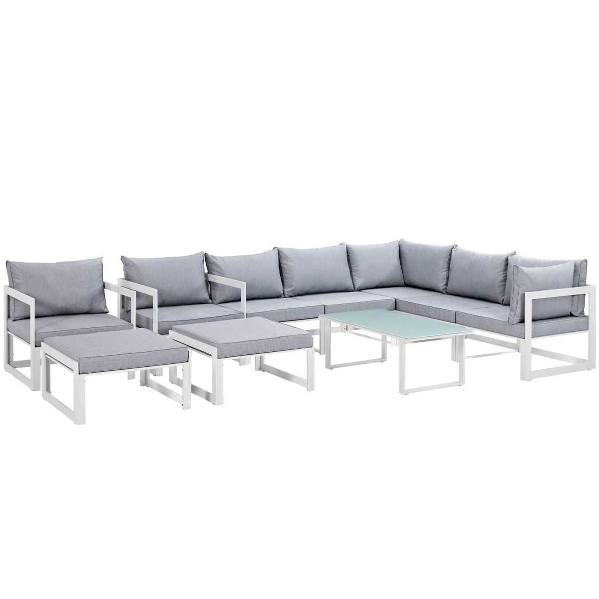 10-Piece Outdoor Aluminum Patio Sectional Set