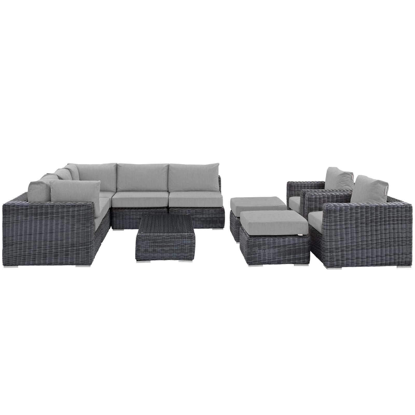 10-Piece Outdoor Sunbrella Fabric Patio Sectional Set - Image 15