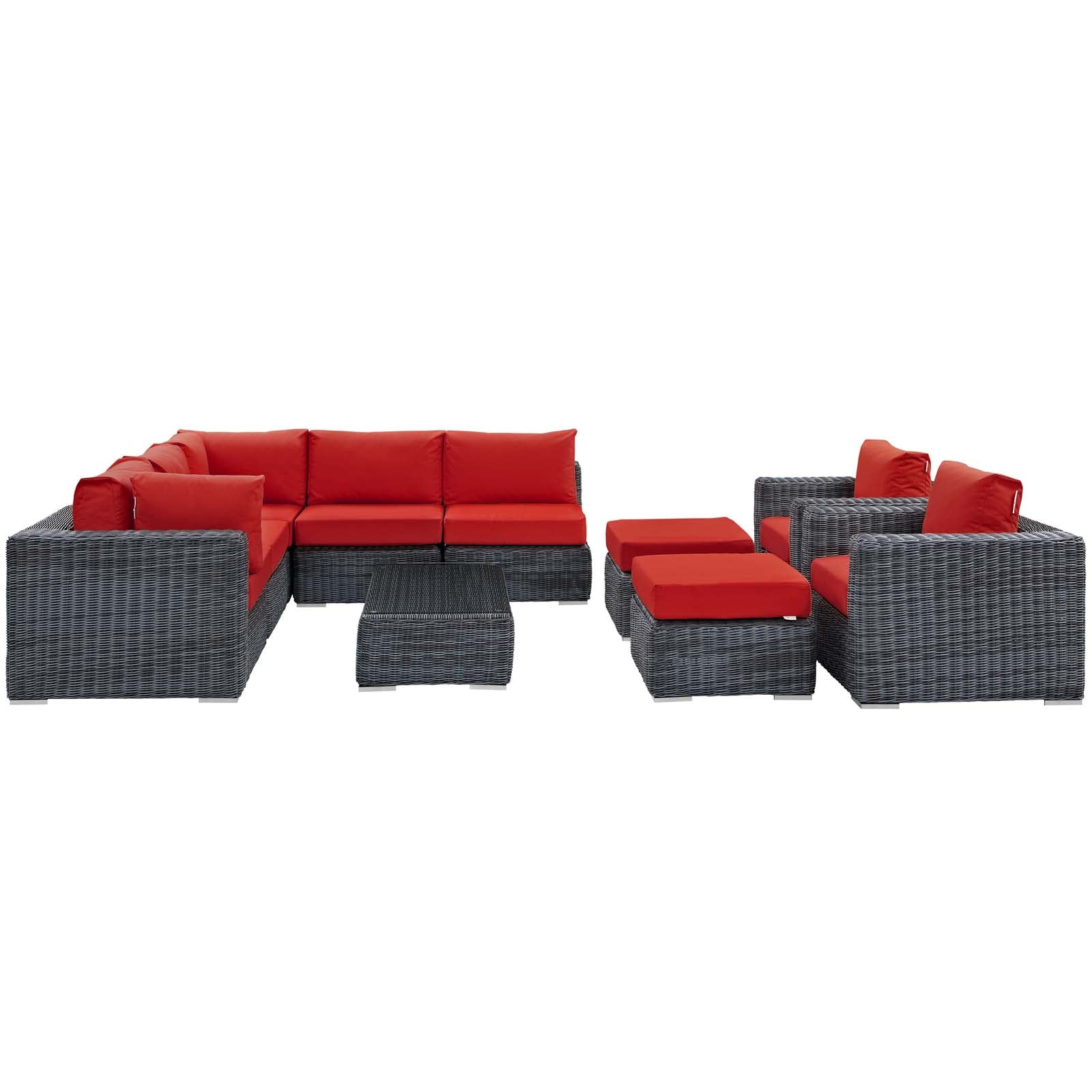 10-Piece Outdoor Sunbrella Fabric Patio Sectional Set - Image 24
