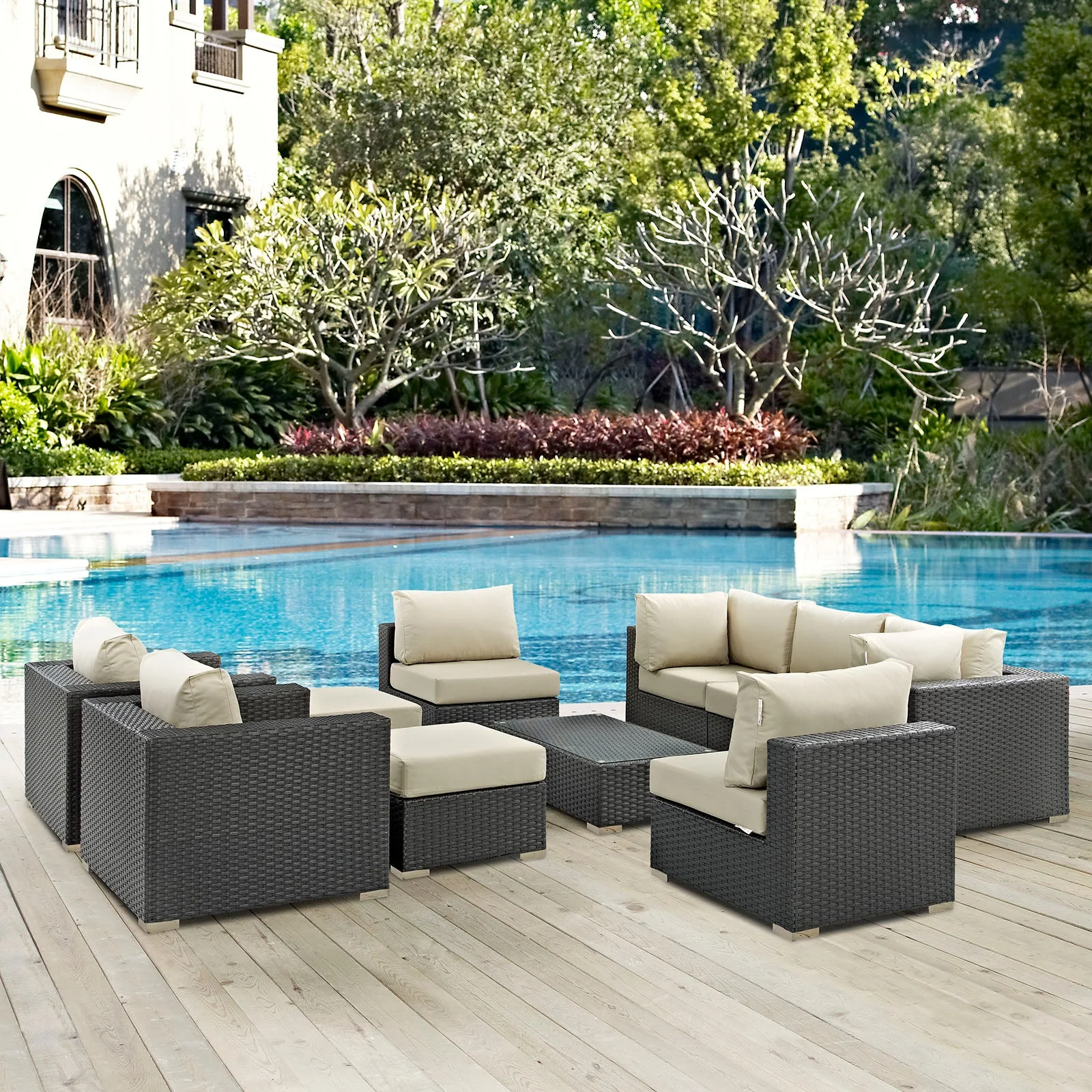 10-Piece Outdoor Sunbrella Fabric Patio Sectional Set - Image 9