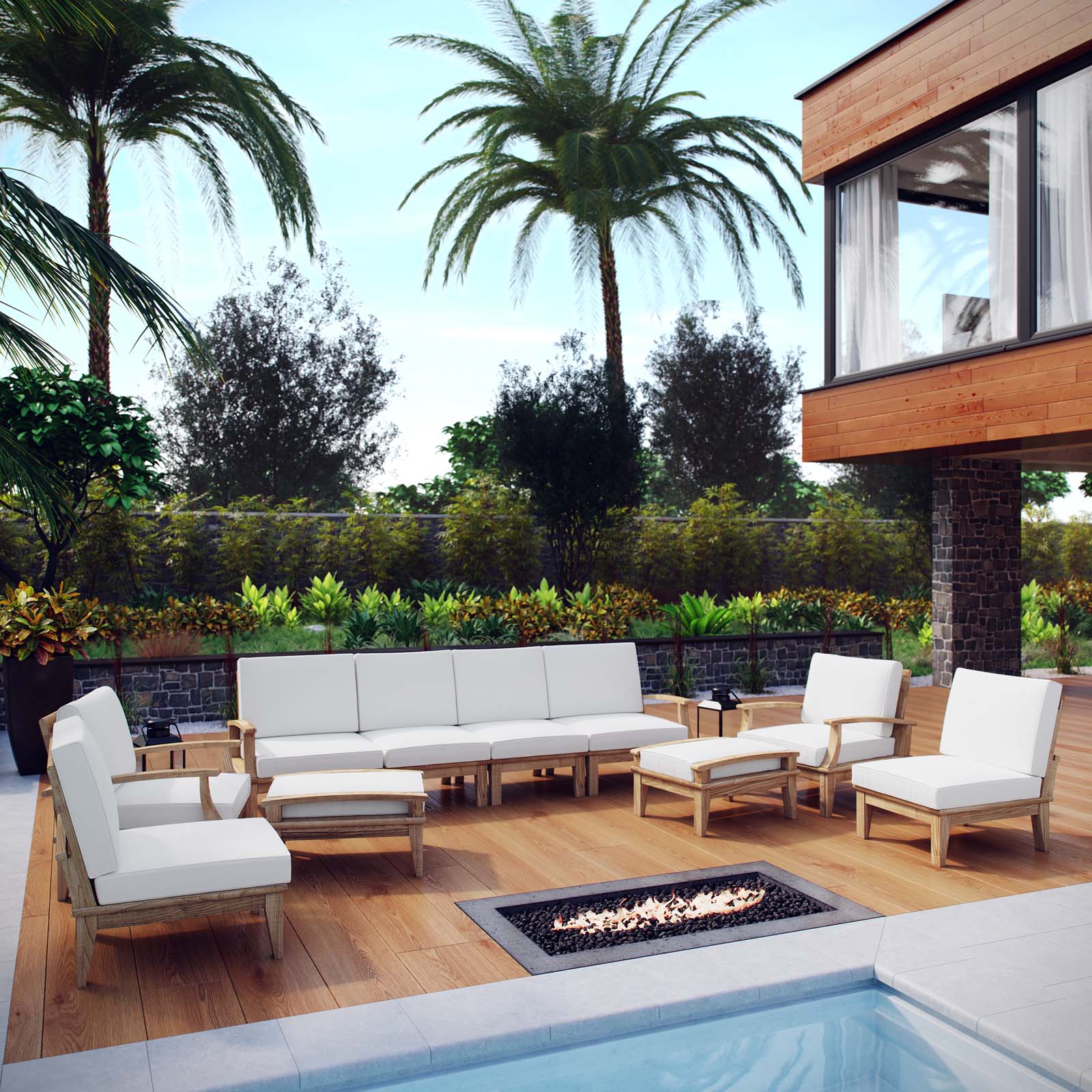10-Piece Outdoor Teak Wood Patio Seating Set - Image 31