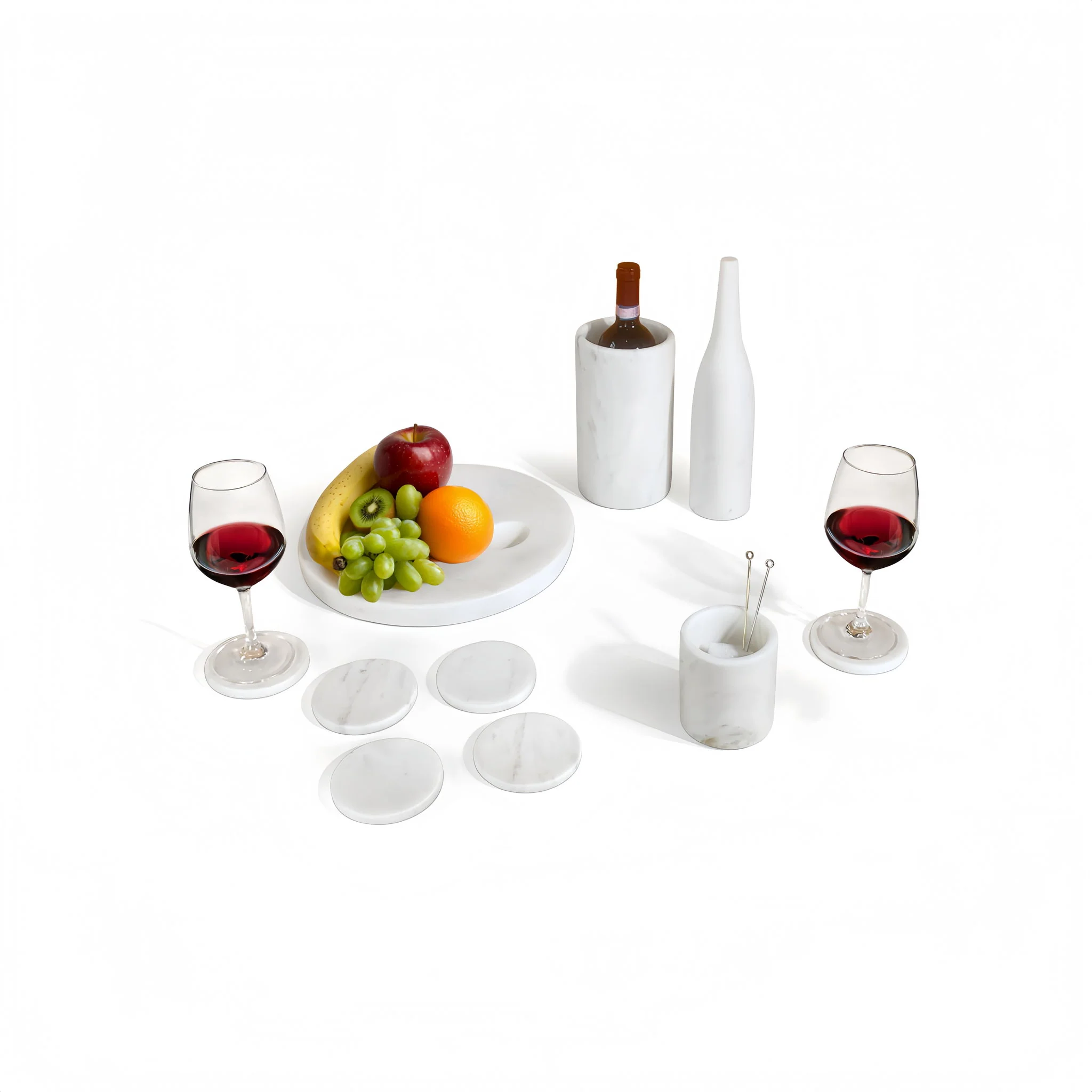 10 Pieces Luxury Natural Marble Dining Room Accessories Set - Image 11