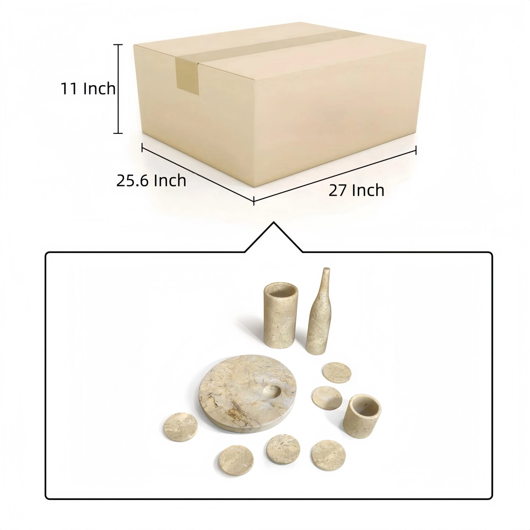 10 Pieces Luxury Natural Marble Dining Room Accessories Set - Image 13
