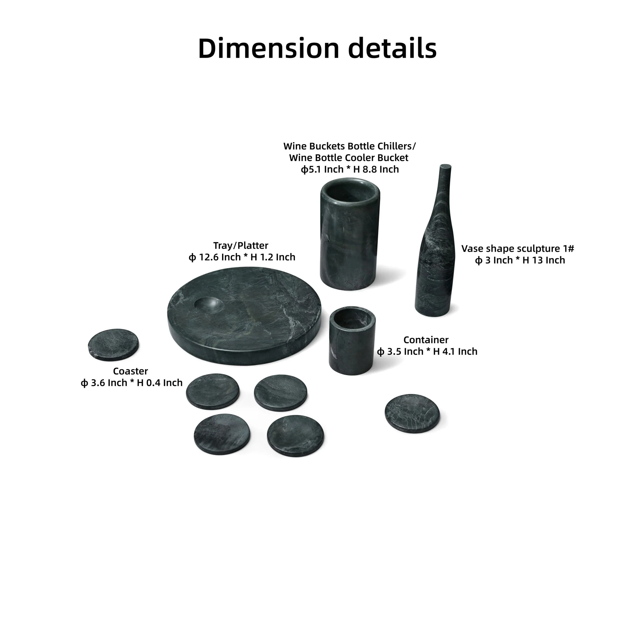 10 Pieces Luxury Natural Marble Dining Room Accessories Set - Image 24