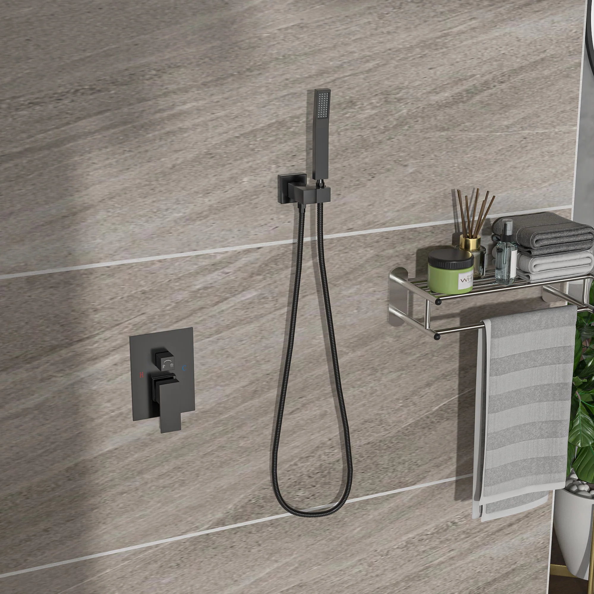 10" Square Dual Shower Head System Wall Mounted With Rough In Valve Modern Bathroom Fixture - Image 6