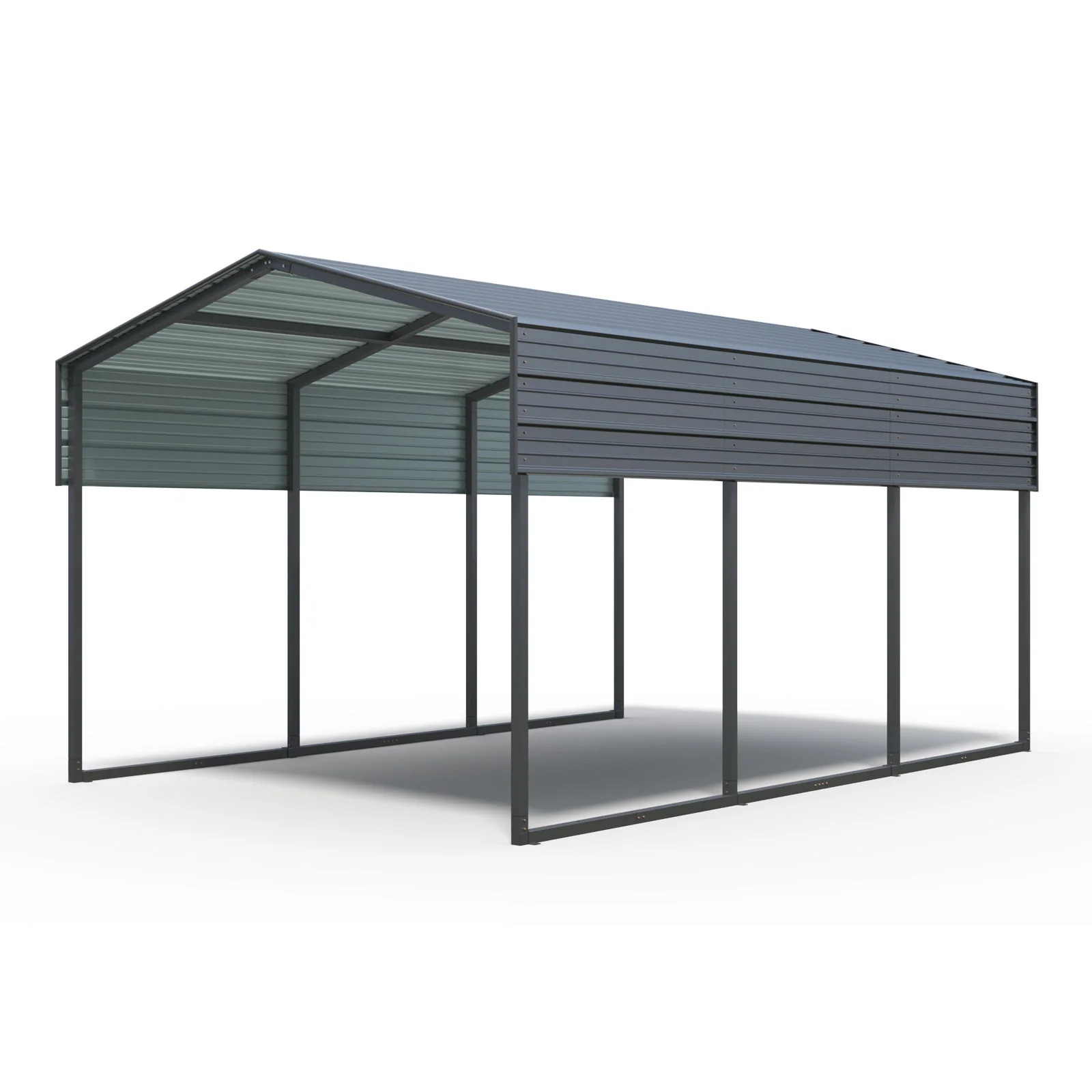 10 X 15 Ft Carport, Outdoor Carport, Heavy Duty Carport Canopy With Galvanized Steel Roof And Frame, Metal Carport Large Garage For Driveway Car, Truck - Charcoal