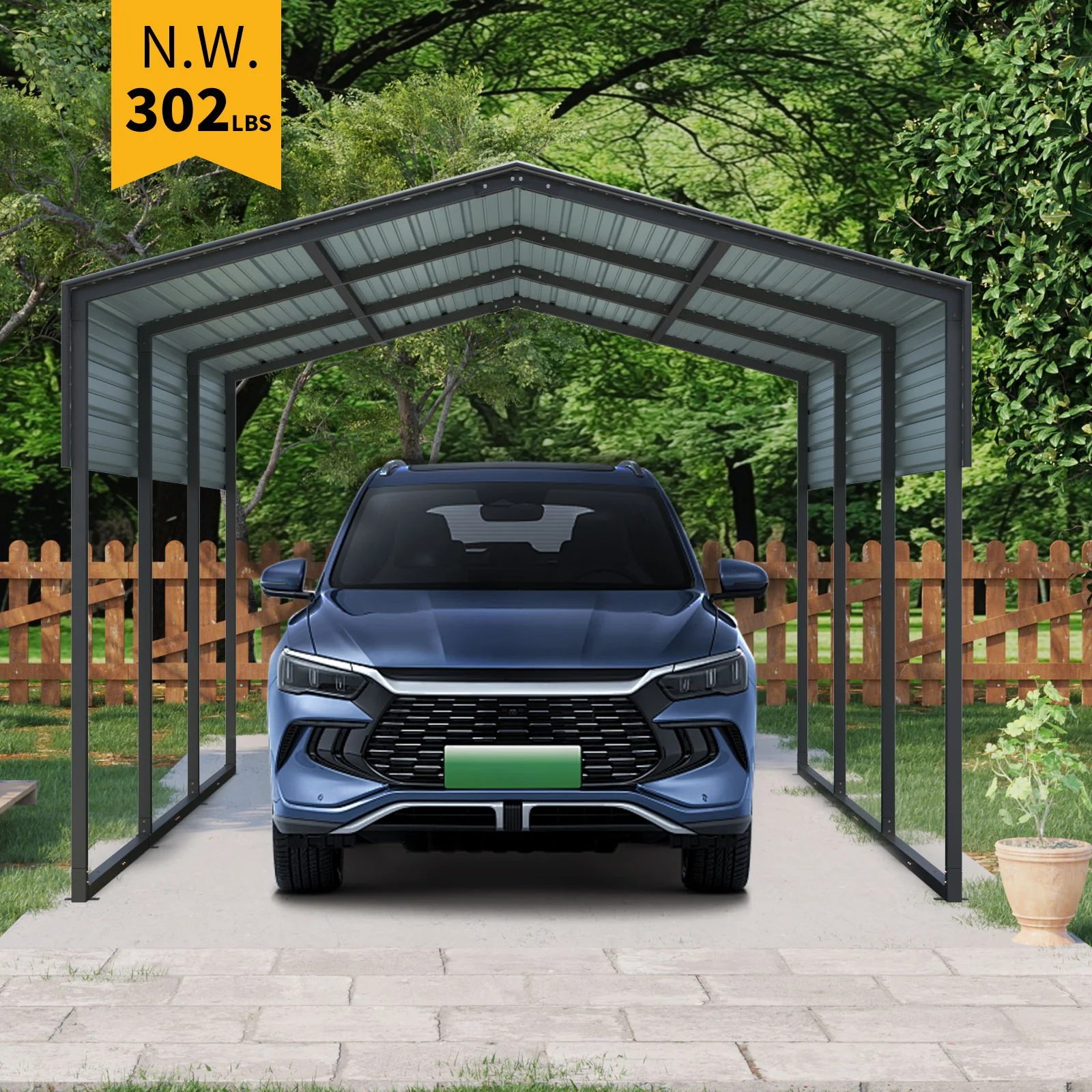 10 X 15 Ft Carport, Outdoor Carport, Heavy Duty Carport Canopy With Galvanized Steel Roof And Frame, Metal Carport Large Garage For Driveway Car, Truck - Charcoal - Image 6