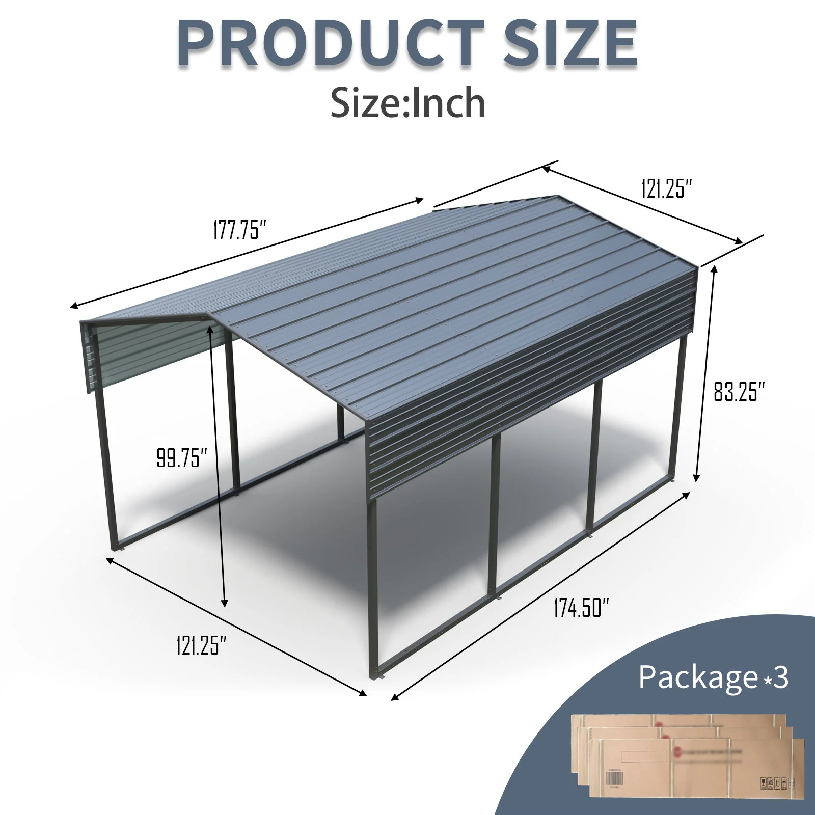 10 X 15 Ft Carport, Outdoor Carport, Heavy Duty Carport Canopy With Galvanized Steel Roof And Frame, Metal Carport Large Garage For Driveway Car, Truck - Charcoal - Image 8