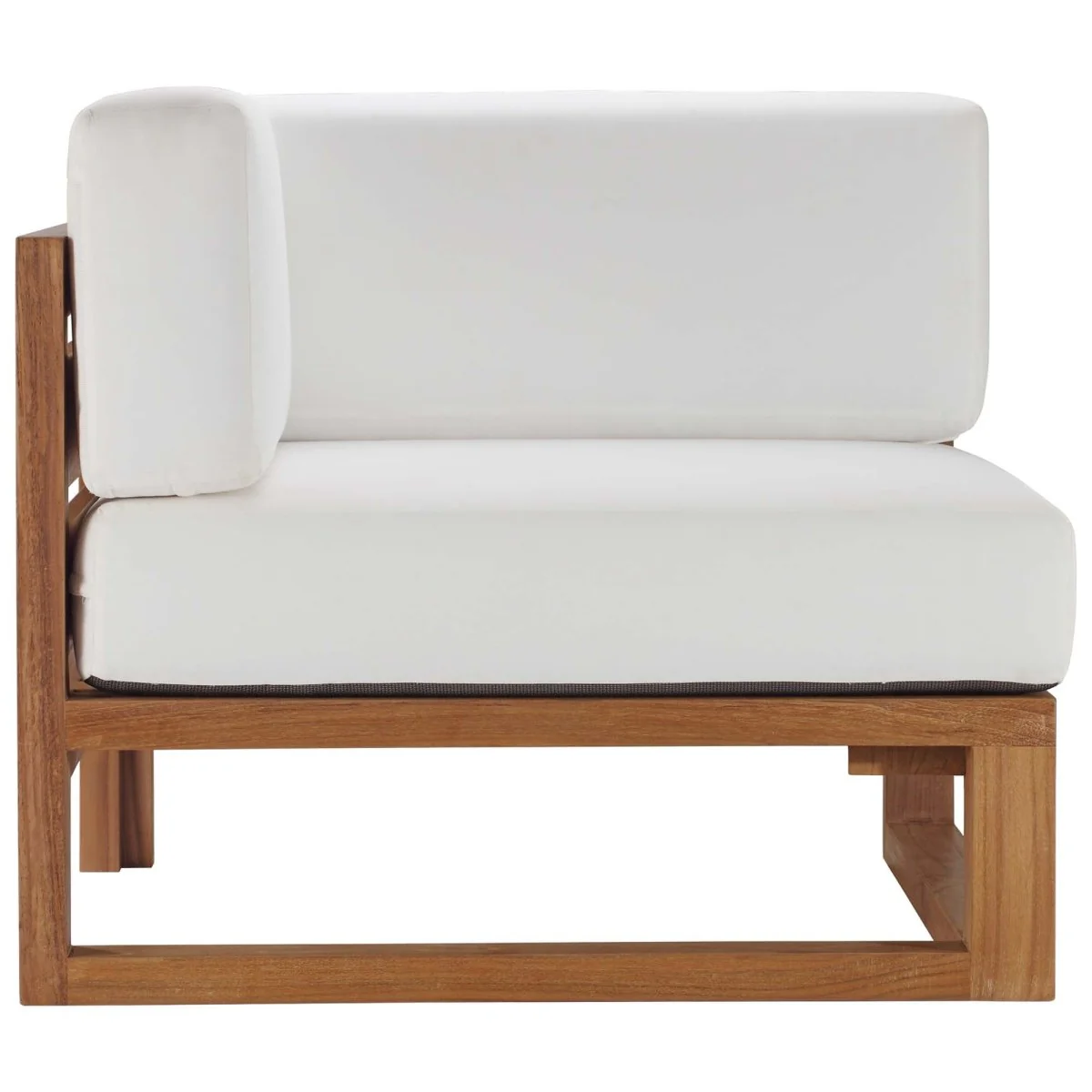 101" 4-Piece Natural Teak Wood Outdoor Patio Sectional Sofa Set with White Cushions - Image 10