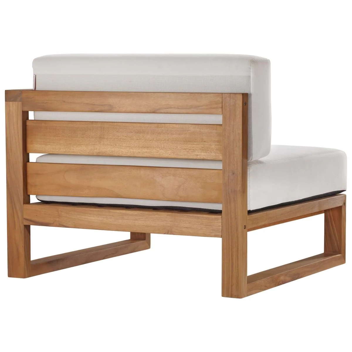 101" 4-Piece Natural Teak Wood Outdoor Patio Sectional Sofa Set with White Cushions - Image 11
