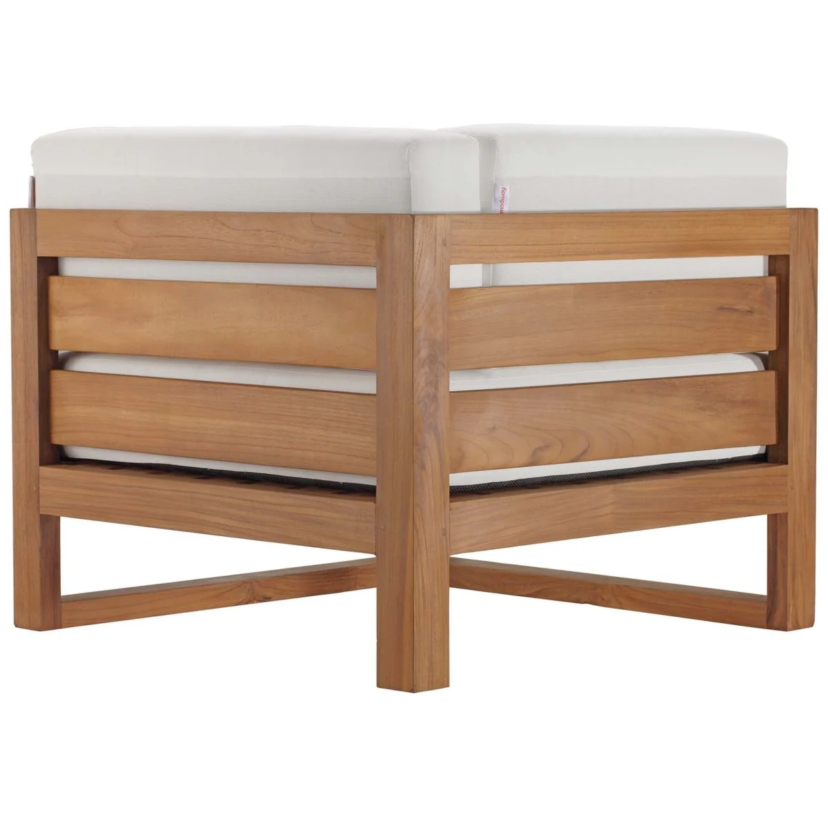101" 4-Piece Natural Teak Wood Outdoor Patio Sectional Sofa Set with White Cushions - Image 13