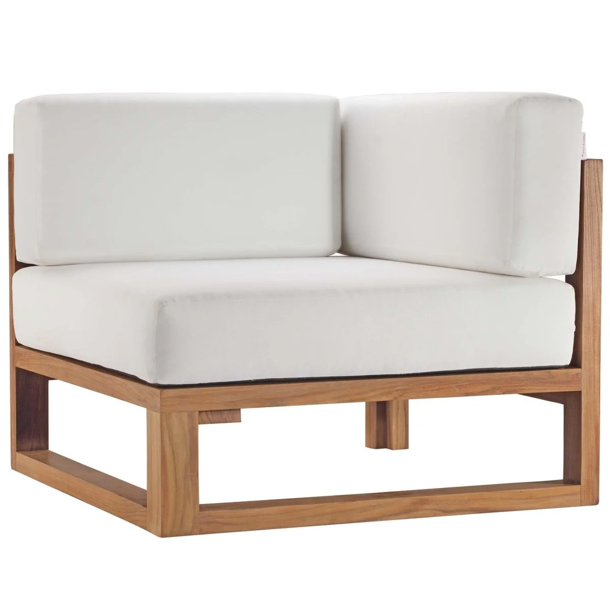 101" 4-Piece Natural Teak Wood Outdoor Patio Sectional Sofa Set with White Cushions - Image 6
