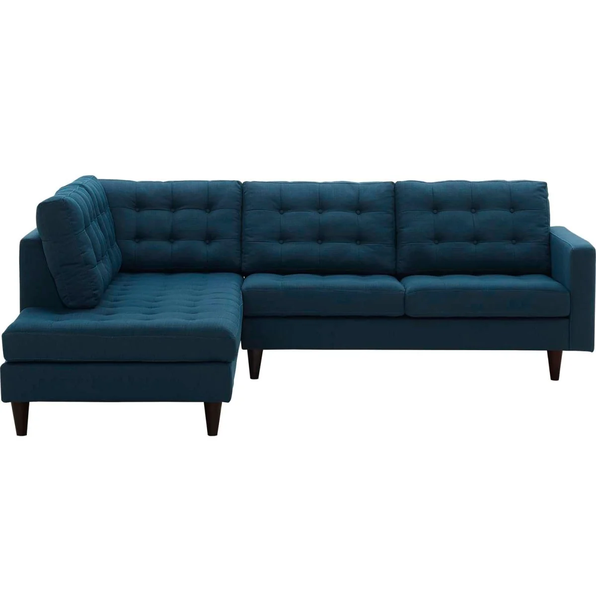 101 Inch Button Tufted Fabric Left Facing Bumper Sectional