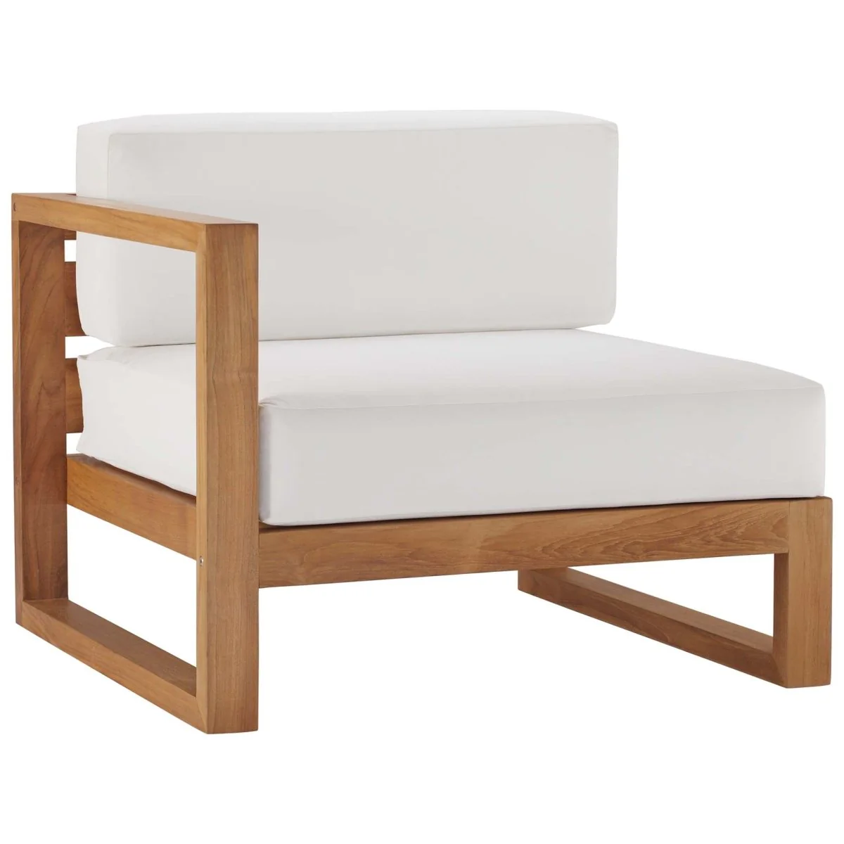 103" 4-Piece Natural Teak Wood Outdoor Furniture Set with White Cushions - Image 6