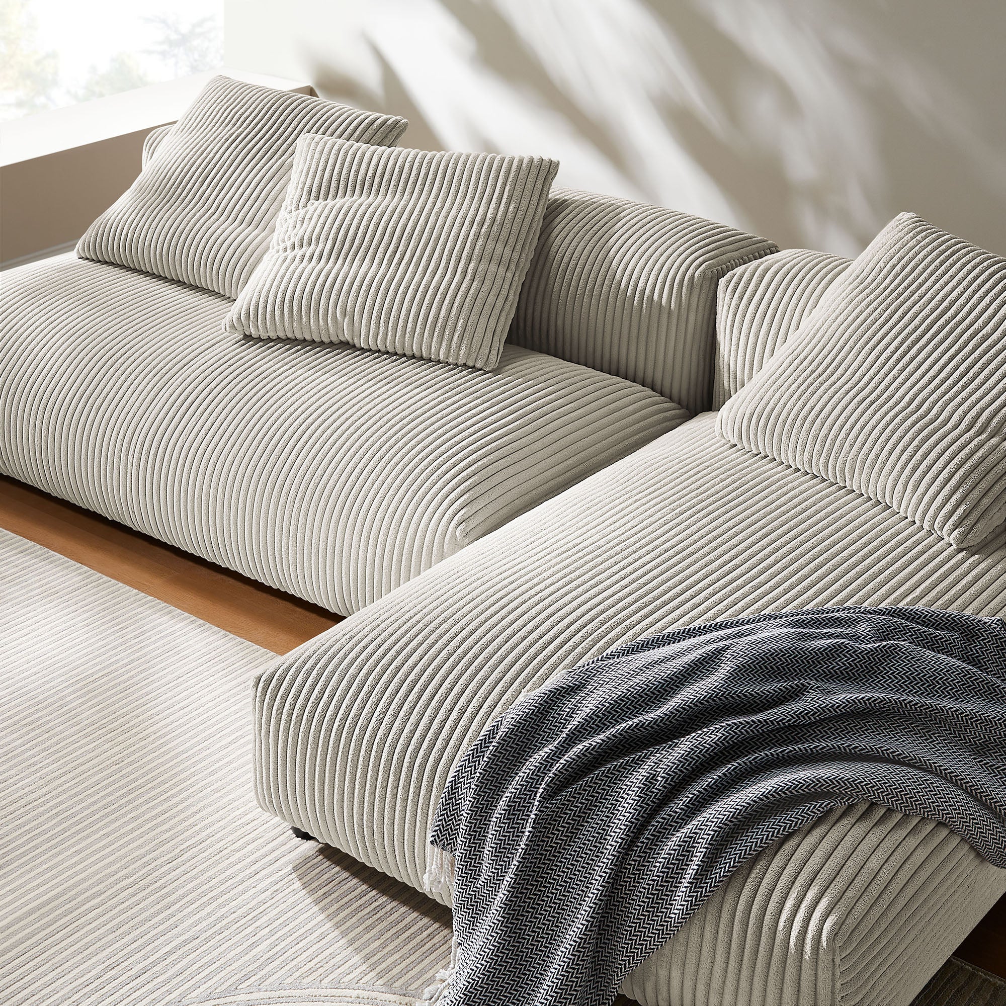 2 Piece 107" Modular Corduroy Upholstered Sectional Sofa With Chaise - Image 3