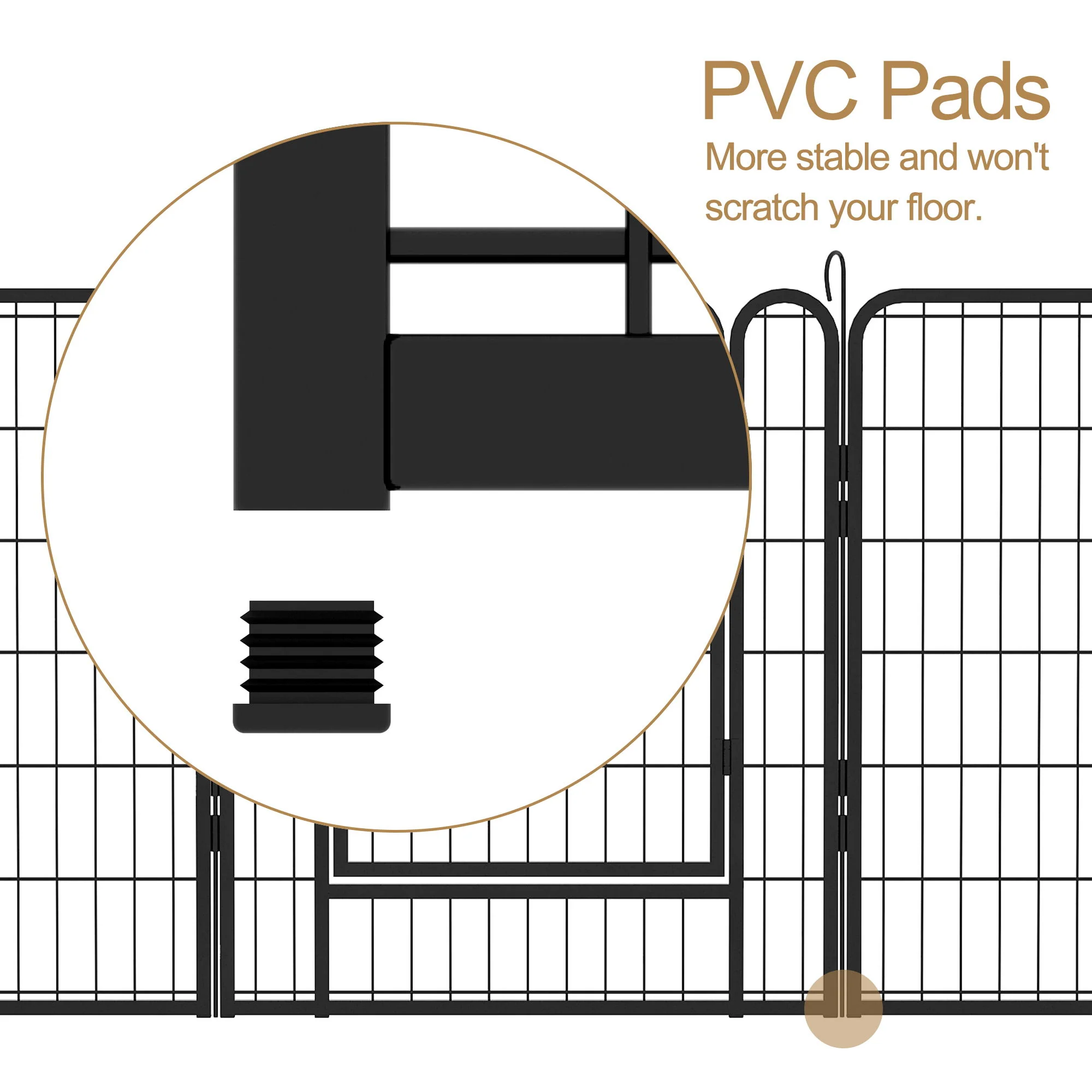 108.27" 16 Panels Heavy Duty Metal Playpen With Door, Dog Fence Pet Exercise Pen For Outdoor - Black - Image 3