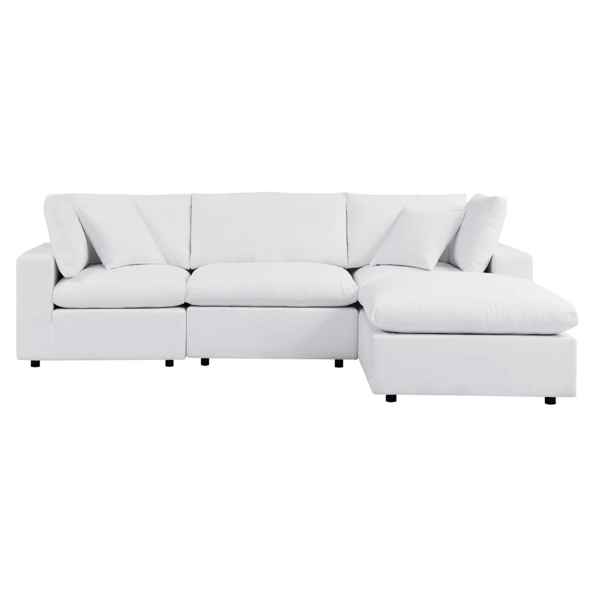 108" 4-Piece White Outdoor Patio Sectional Sofa with Sunbrella Cushions - Image 10