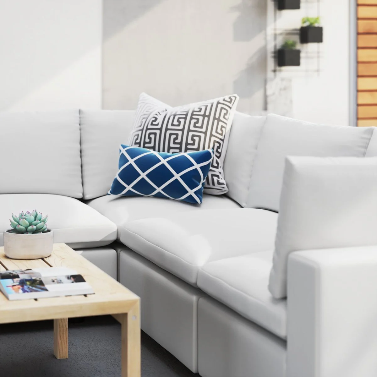 108" 5-Piece Sunbrella® Outdoor Patio Sectional Sofa – White - Image 3
