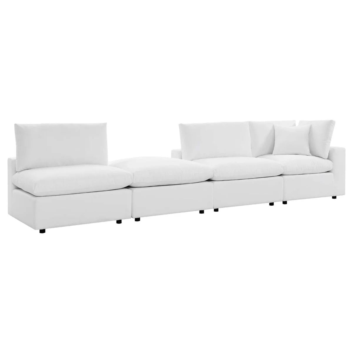 109" 4-Piece White Outdoor Patio Sectional Sofa with Sunbrella Cushions