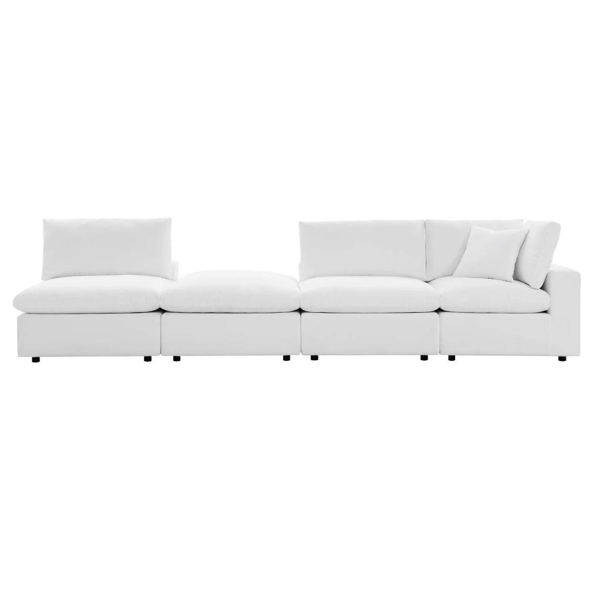 109" 4-Piece White Outdoor Patio Sectional Sofa with Sunbrella Cushions - Image 11
